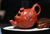 《魚化龍》宜興紫砂壺魚化龍紫砂泡茶壺朱泥手工工藝美術(shù)師紫砂茶具