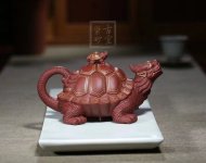 《金龜出?！芬伺d紫砂壺高級工藝美術師純手工底槽青創新壺茶壺紫砂茶具